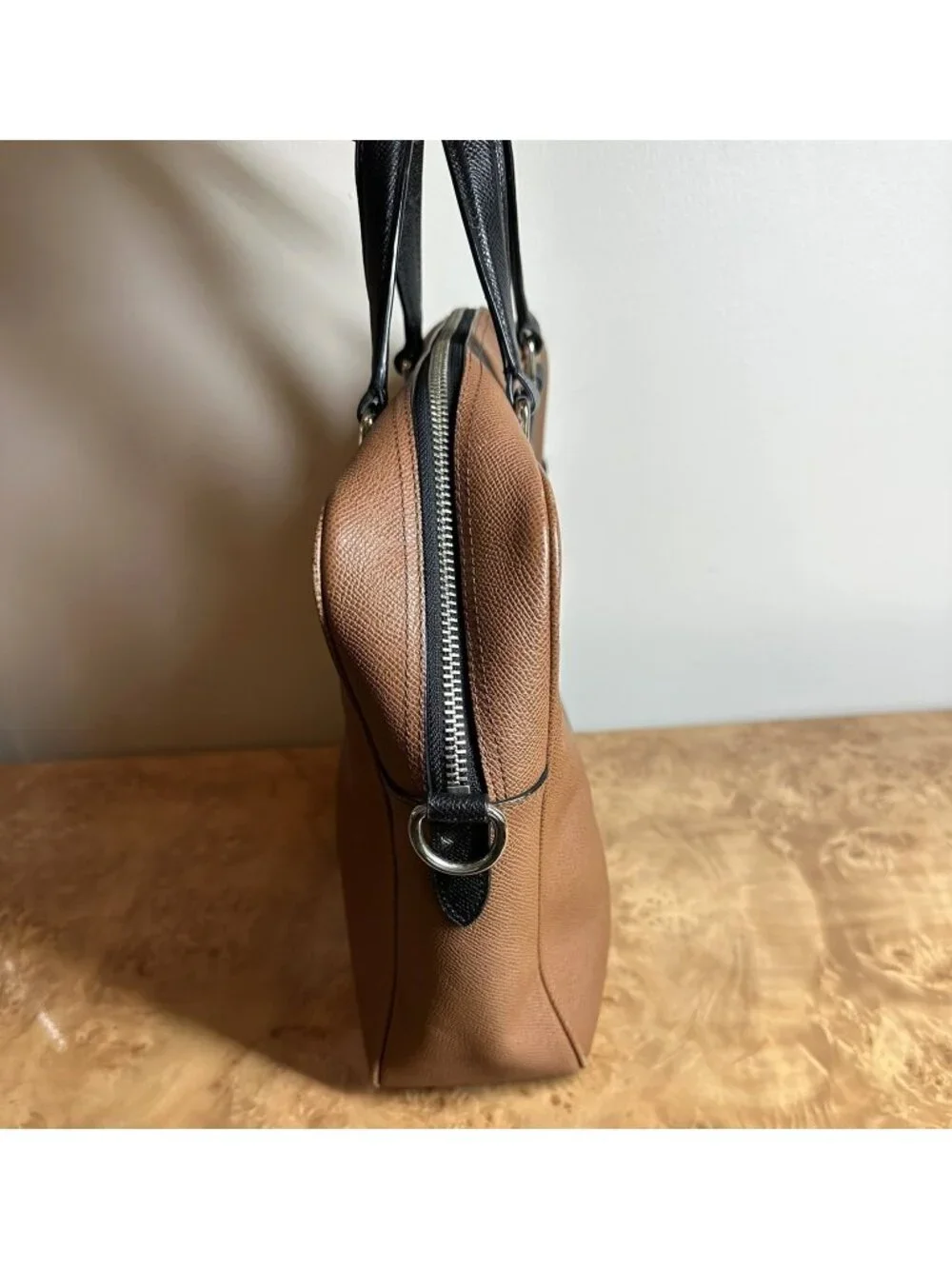 Coach Perry Business Tote Briefcase Brown Black Crossgrain Leather Laptop Bag